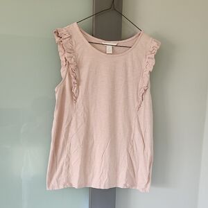 H&M Maternity Pink Ruffled Sleeveless T-shirt